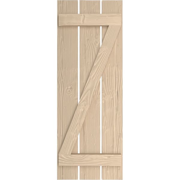 Rustic Three Board Spaced Board-n-Batten Sandblasted Faux Wood Shutters W/Z-Board, 17 1/2W X 44H